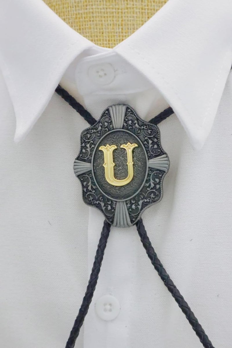 KECOL Western Letter Bolo Tie Cowboy Aalphabet A to Z Neckties Necklace for Men Women - Image 3